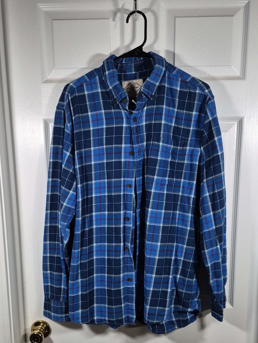St. John's Bay Blue Plaid Button-Down Shirt